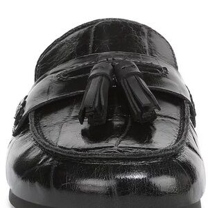 Sam Edelman Women’s Black Tassel Crocodile Leather Mules Loafers